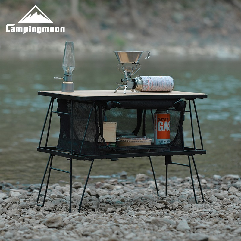 Camping Cooking Table - CAMPINGMOON T230 多機能アイロン収納ラック、キャンプテーブル、ポータブル多機能バーベキューテーブル、屋外用折りたたみテーブル