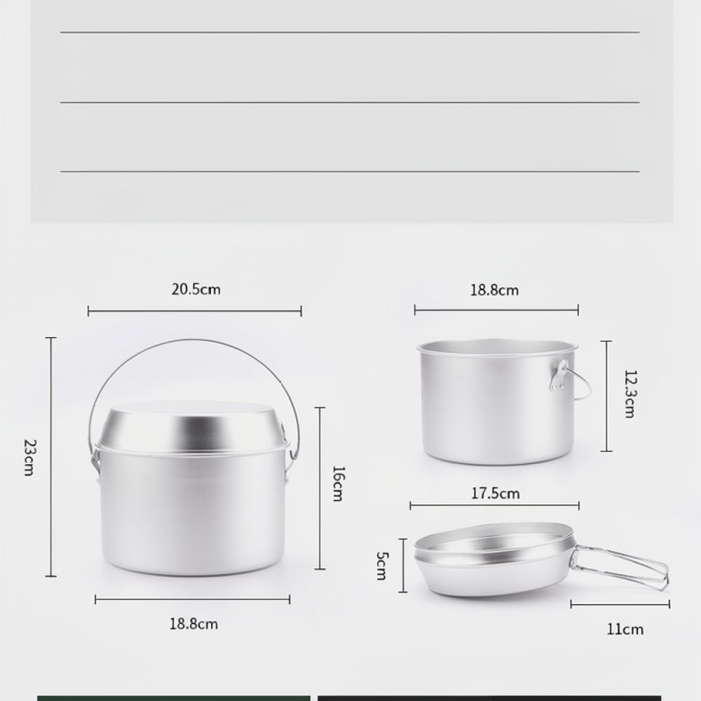 Camping Cooking Dining Set - 屋外ピクニック用アルミ製調理器具セット。スタックキャンプ、携帯用鍋、フライパン、ハイキングやキャンプでの調理に最適な調理器具。