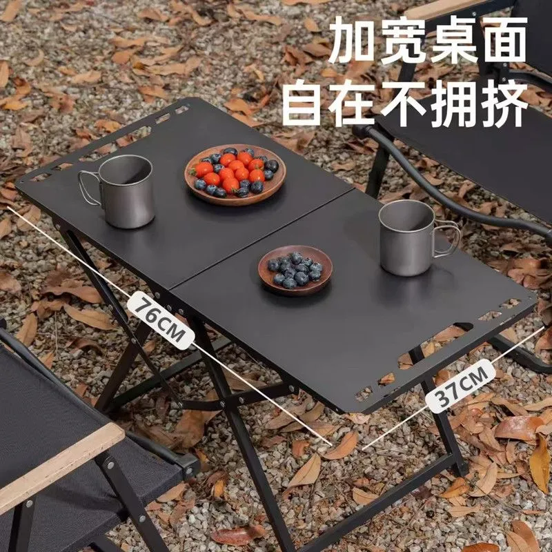 Camping Cooking Table - 折りたたみ式ポータブル折りたたみキャンプテーブルステンレス鋼屋外ダイニングテーブルコンパクトデザインキャンプ、ハイキング、ビーチバーベキューに最適