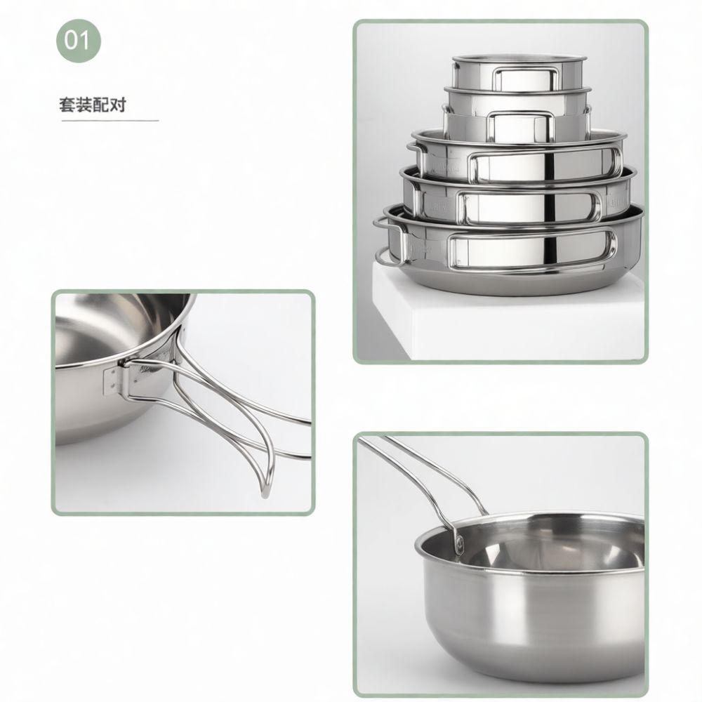プロ仕様のキャンプ用調理器具セット。ステンレス製で、持ち運び - Camping Cooking Dining Set のレビューと価格